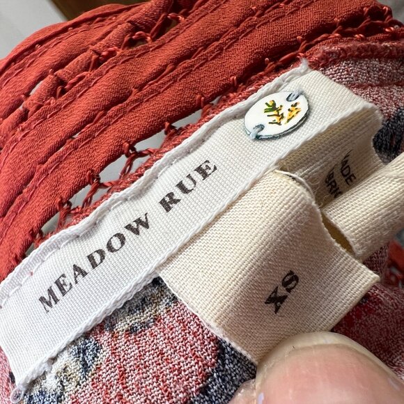 Meadow Rue Bird Print Orange Sleeveless Blouse Size XS - Picture 9 of 13